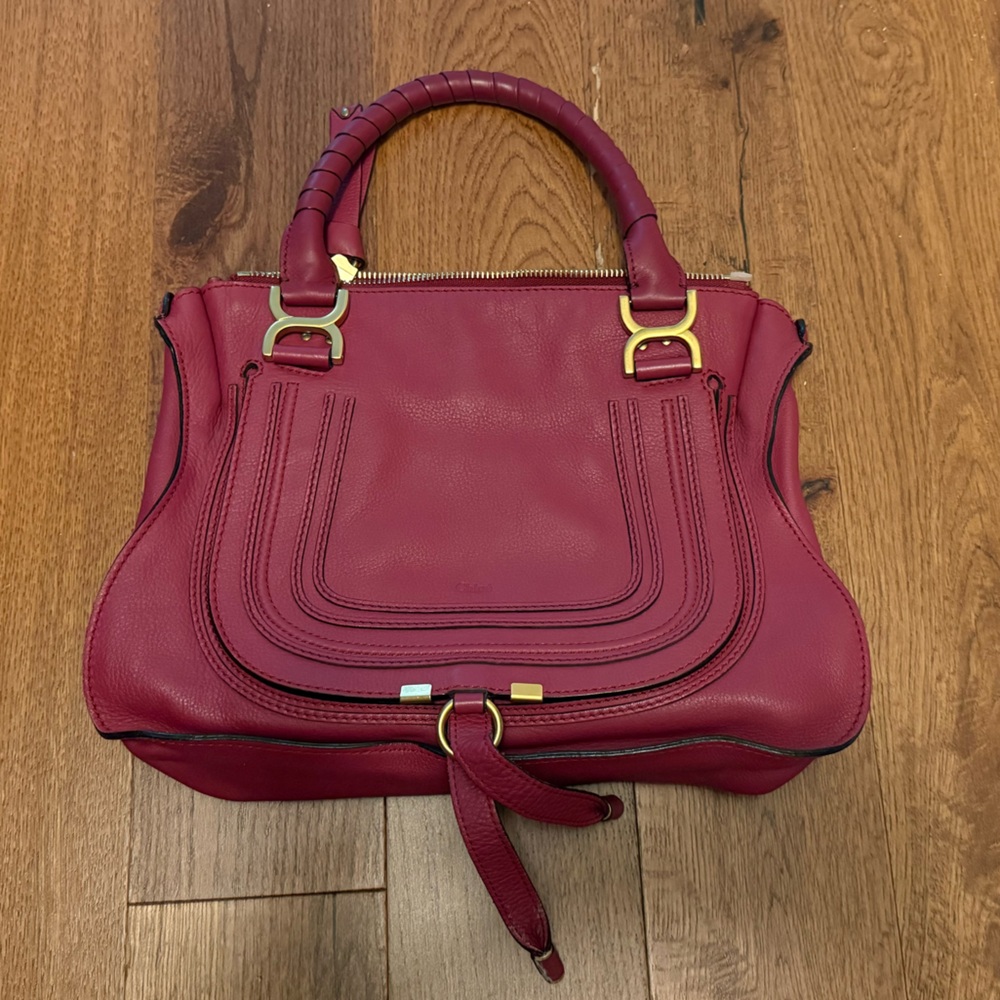 Chloe Marcie Satchel in Berry Red with Gold Hardware